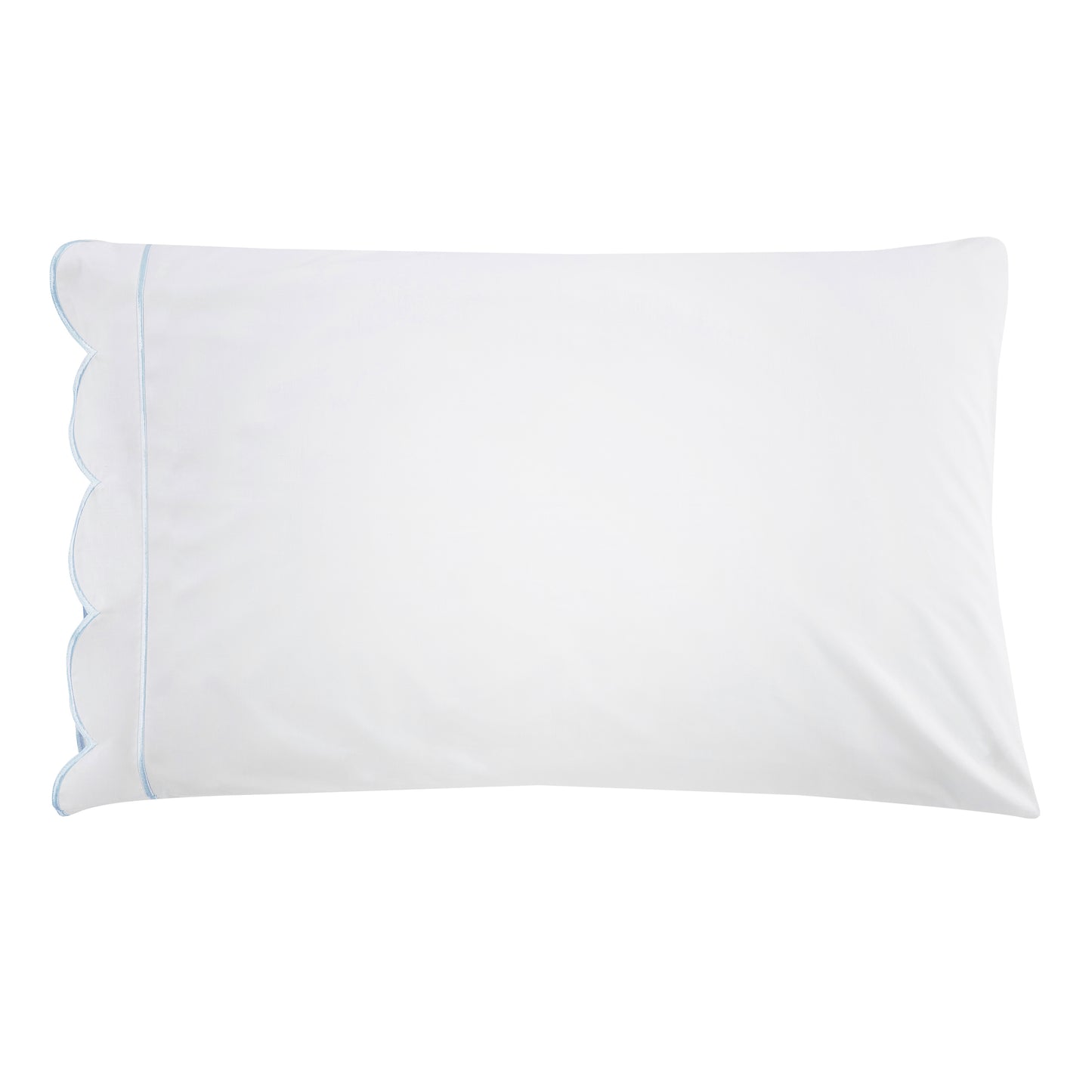 Scallop Frame Embroidered Cotton Percale Pillowcase Pair