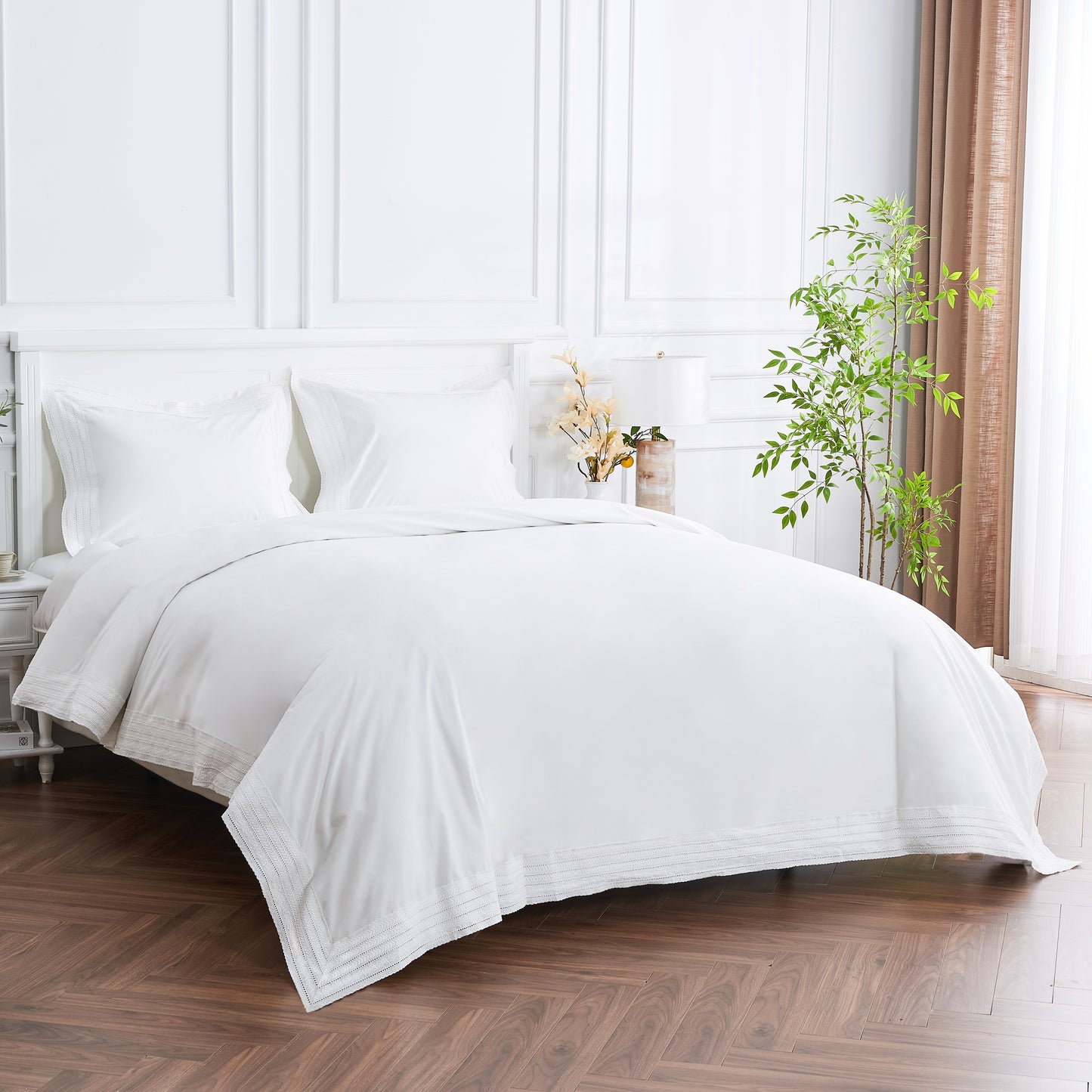 Elizabeth Lace Cotton Percale Duvet Set