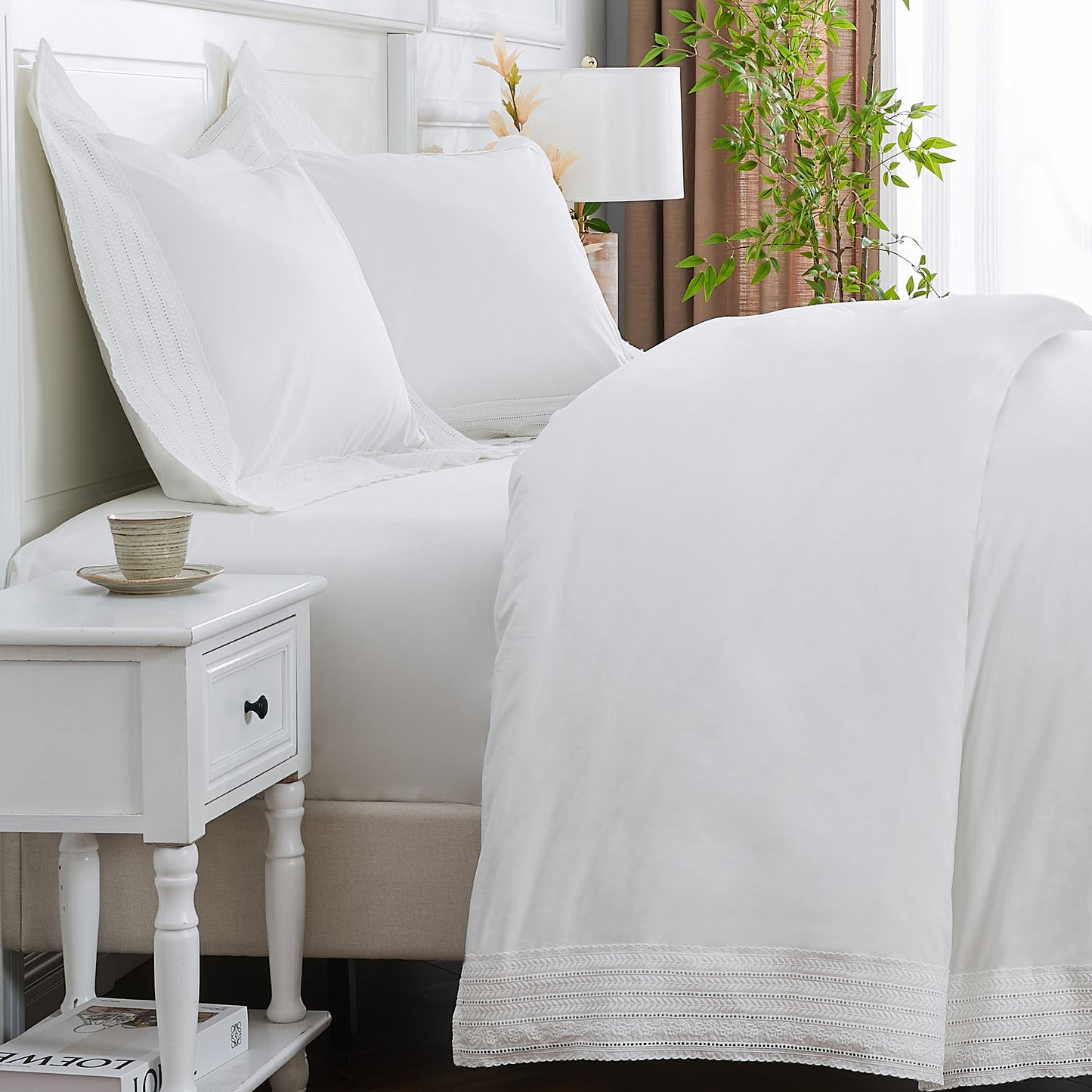 Elizabeth Lace Cotton Percale Duvet Set