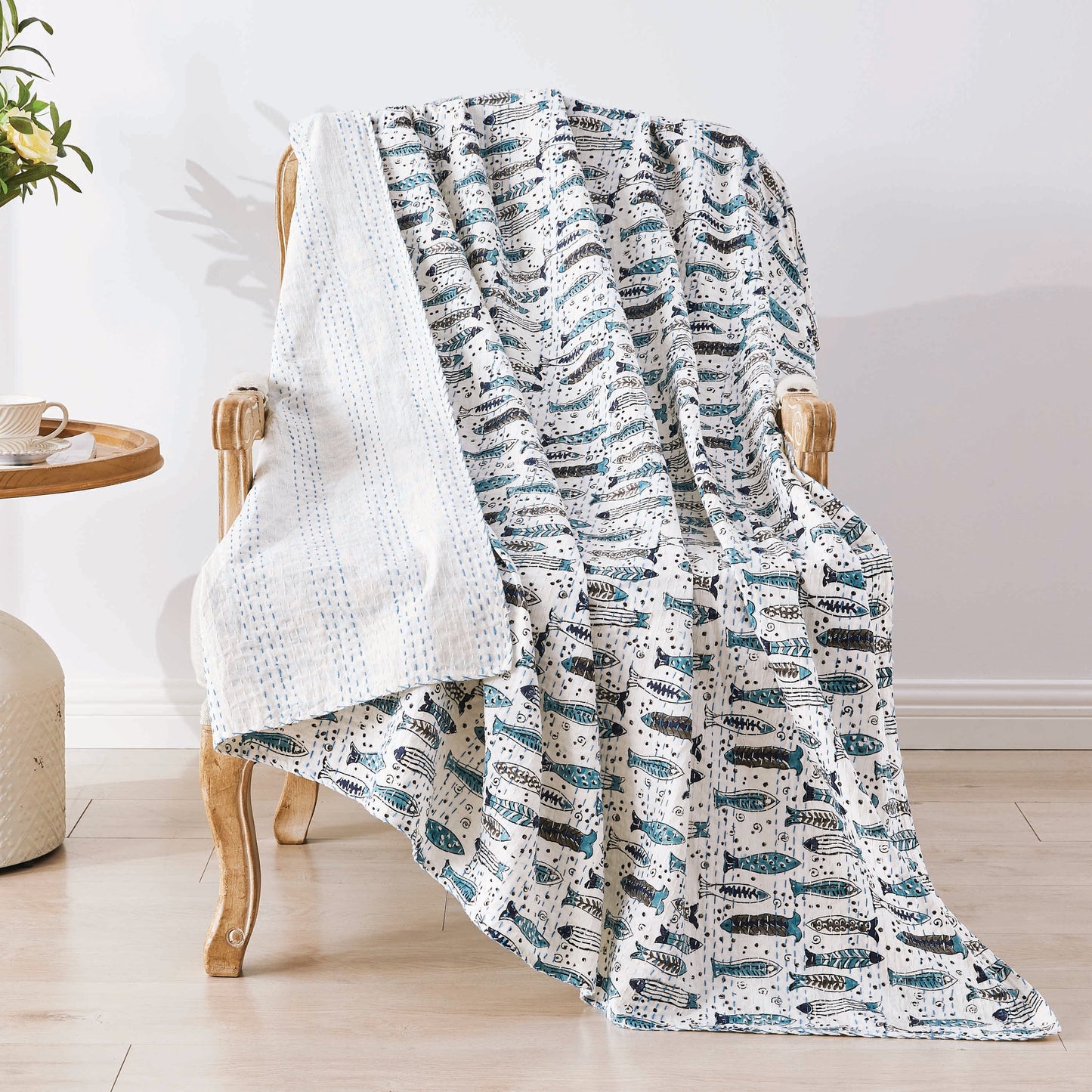 Hand Stitched Block Print Kantha Throws