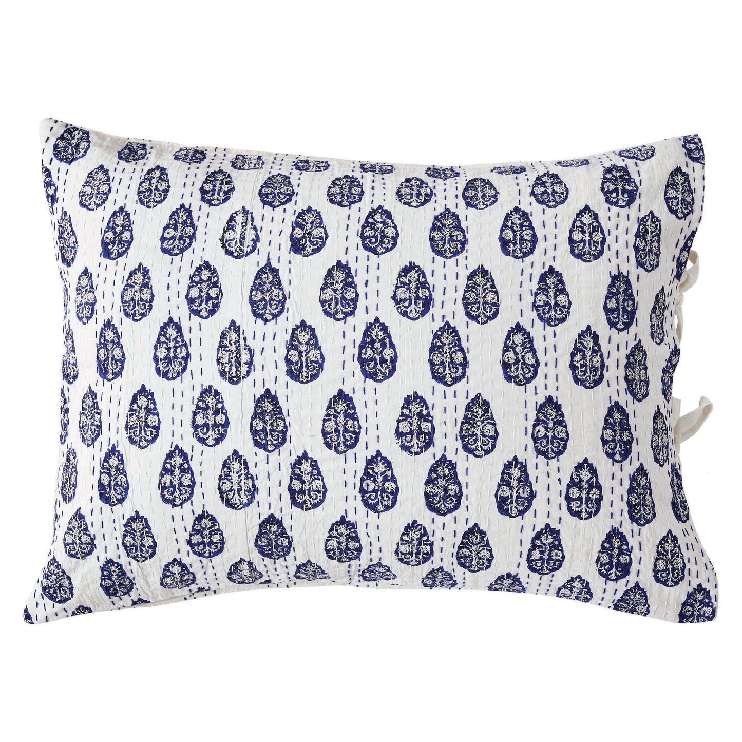 Hand Stitched Block Print Kantha Pillow Sham Pairs