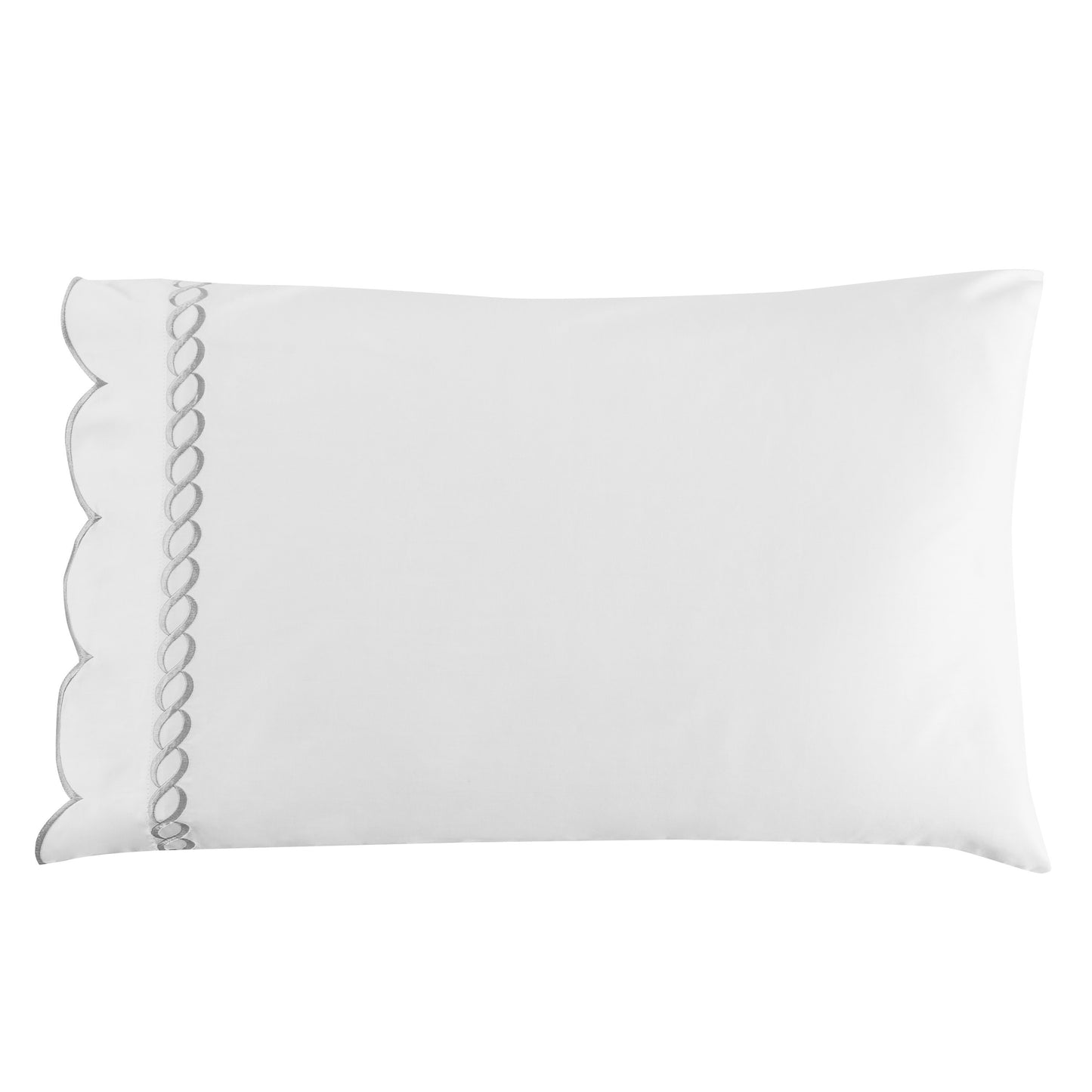 600 Thread Count Scallop Rope Embroidered Cotton Pillowcase Pair