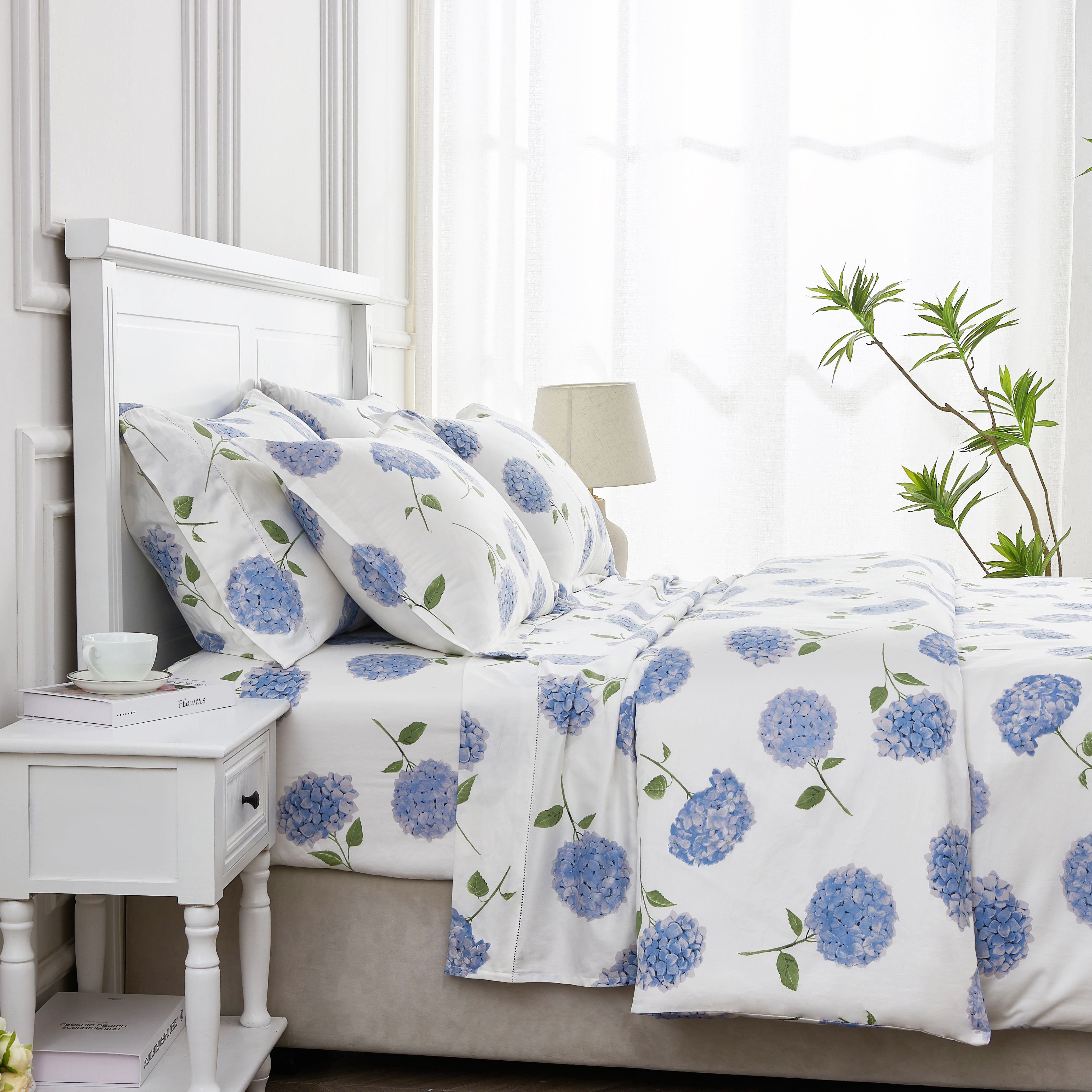 400 Thread Count Hydrangea Printed Cotton Duvet Set