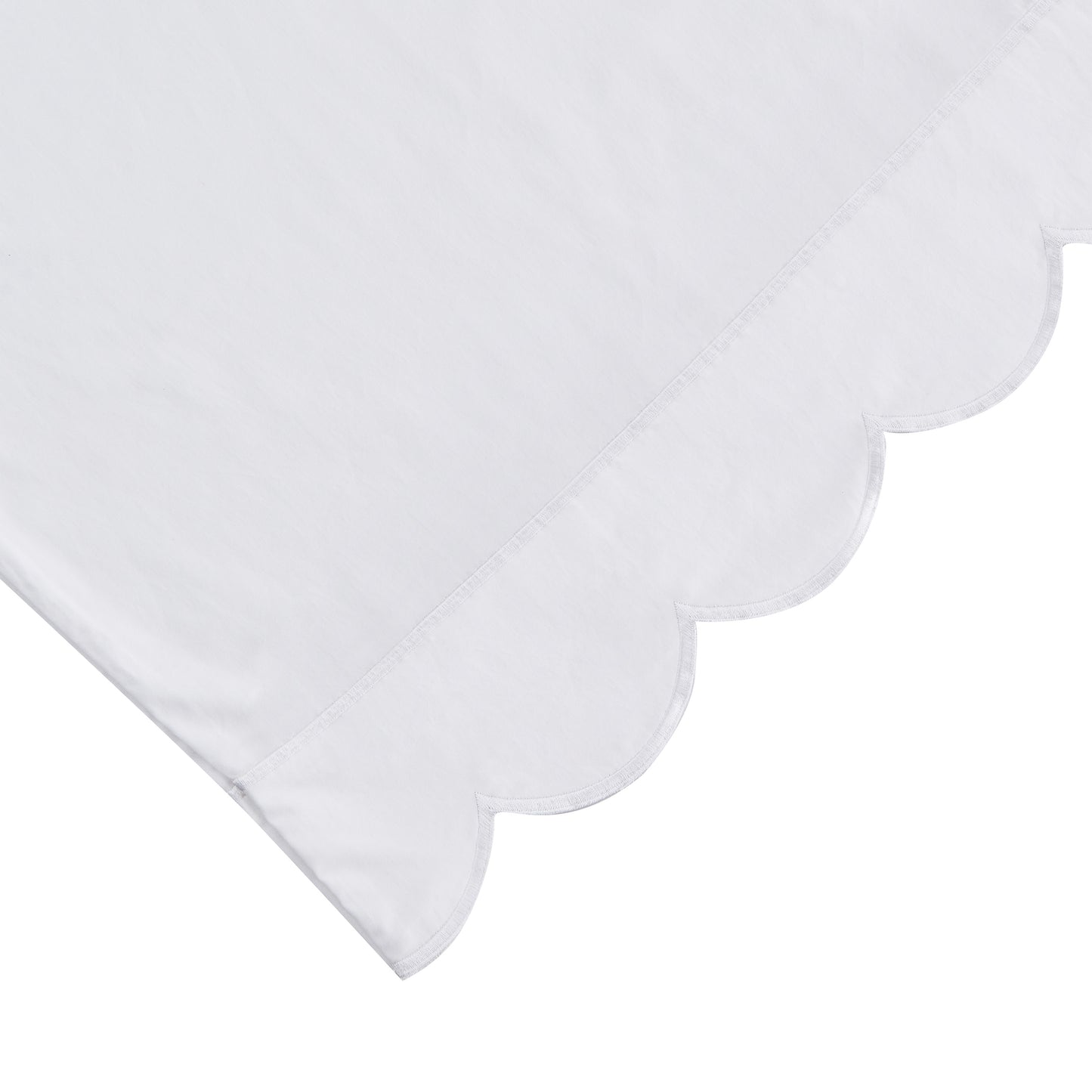 Scallop Frame Embroidered Cotton Percale Sheet Set