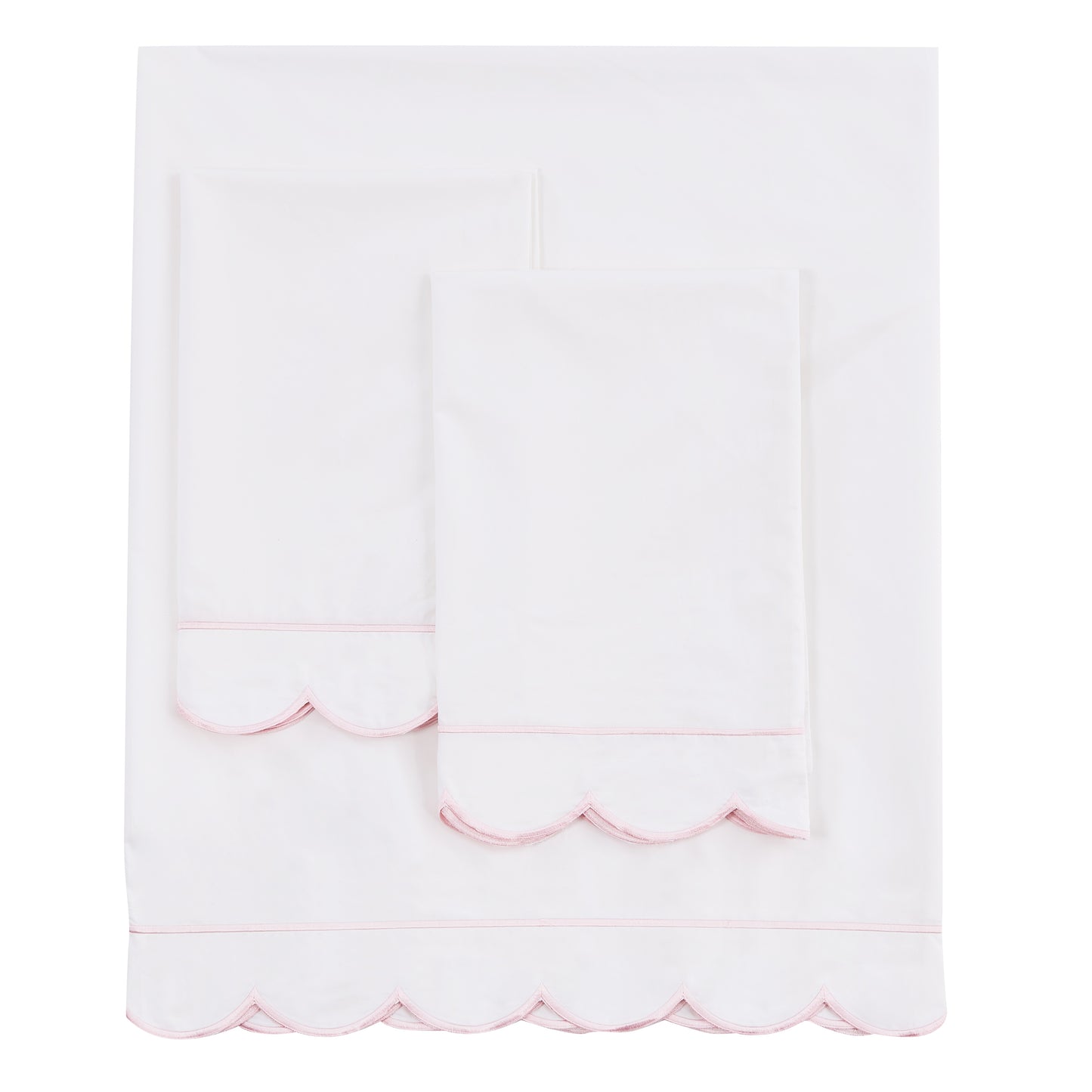 Scallop Frame Embroidered Cotton Percale Sheet Set