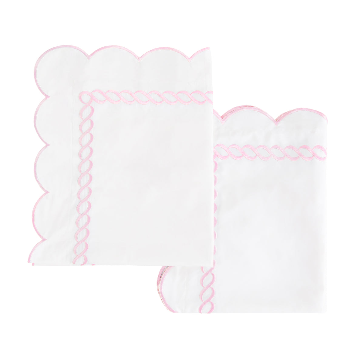 600 Thread Count Scallop Rope Embroidered Cotton Euro Sham Pair
