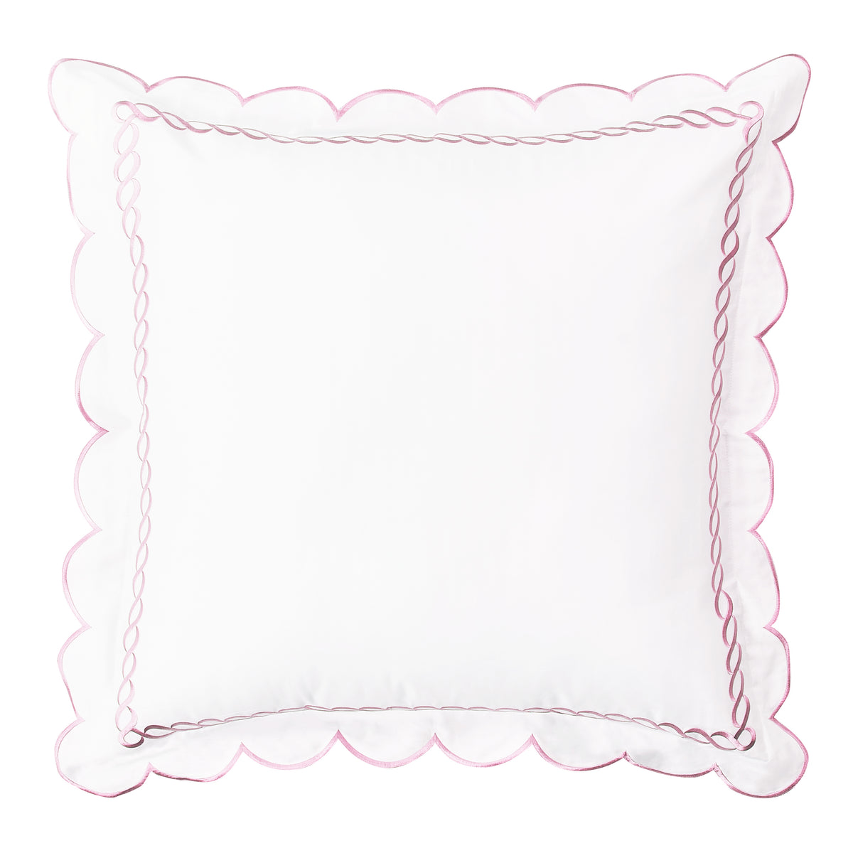 600 Thread Count Scallop Rope Embroidered Cotton Euro Sham Pair