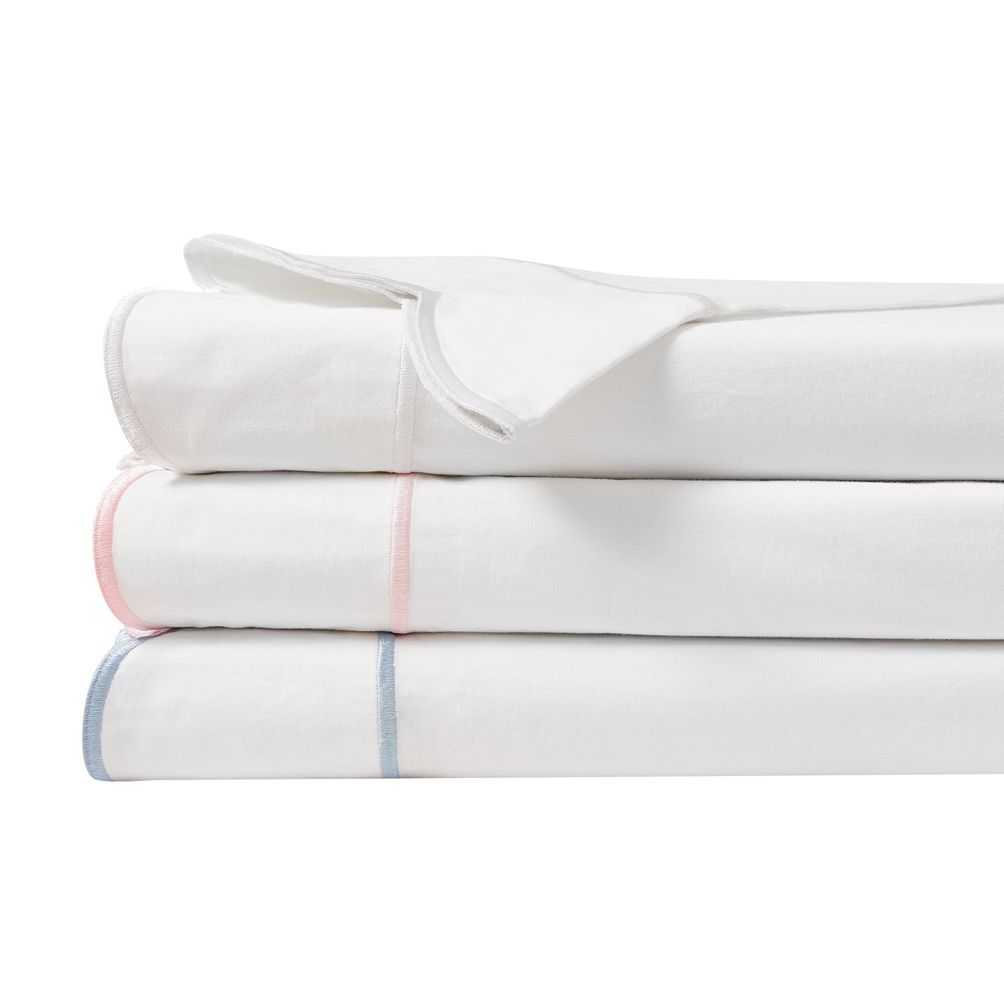 Scallop Frame Embroidered Cotton Percale Sheet Set