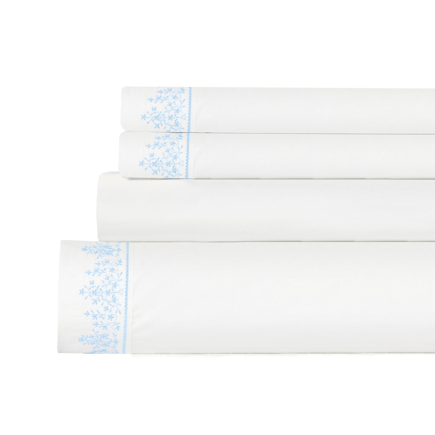 Baby's Breath Embroidered Percale Sheet Set