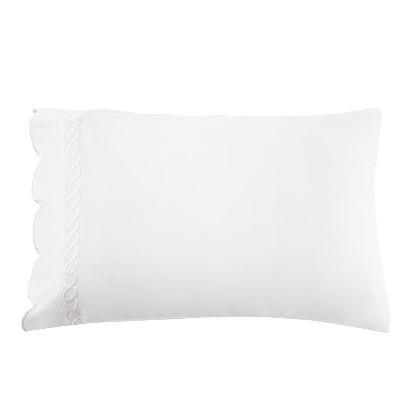 600 Thread Count Scallop Rope Embroidered Cotton Pillowcase Pair