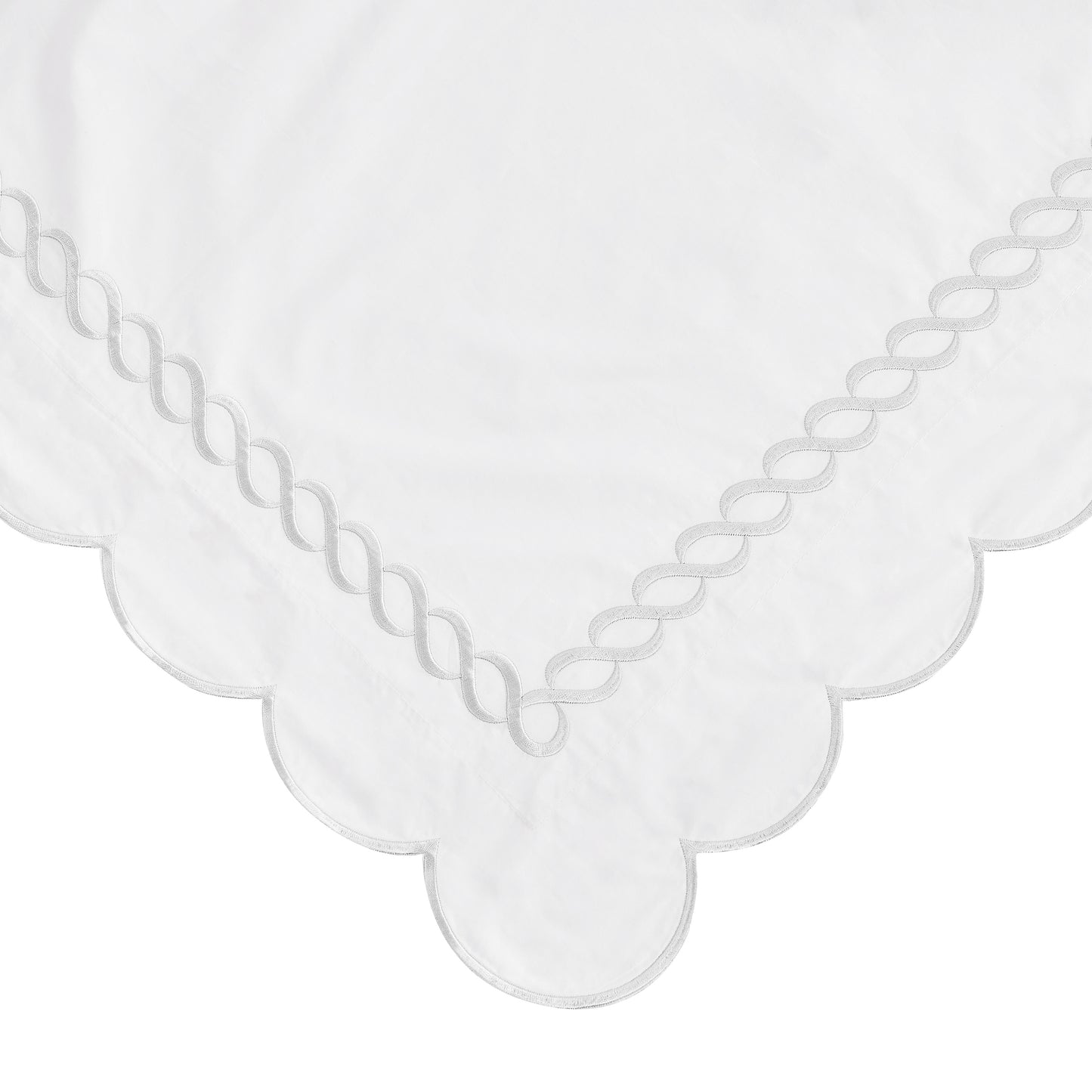 600 Thread Count Scallop Rope Embroidered Cotton Duvet Set