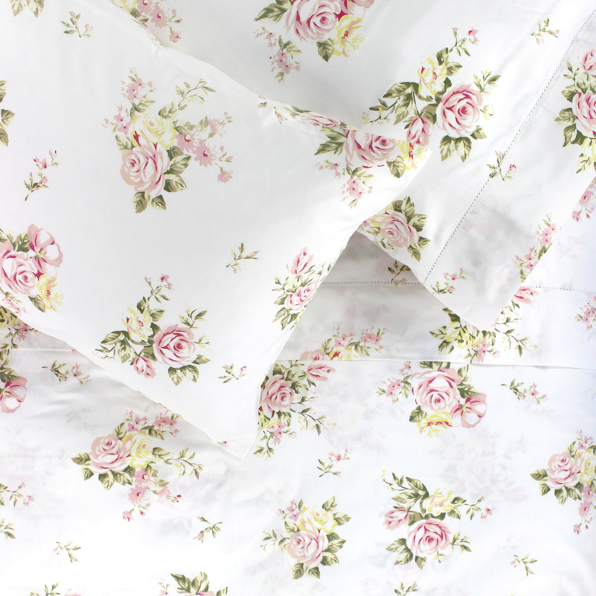 Thread Count Rose Pn 400 Thread Count 100% Cotton Rose Bouquet Sheet Set – Mélange Home