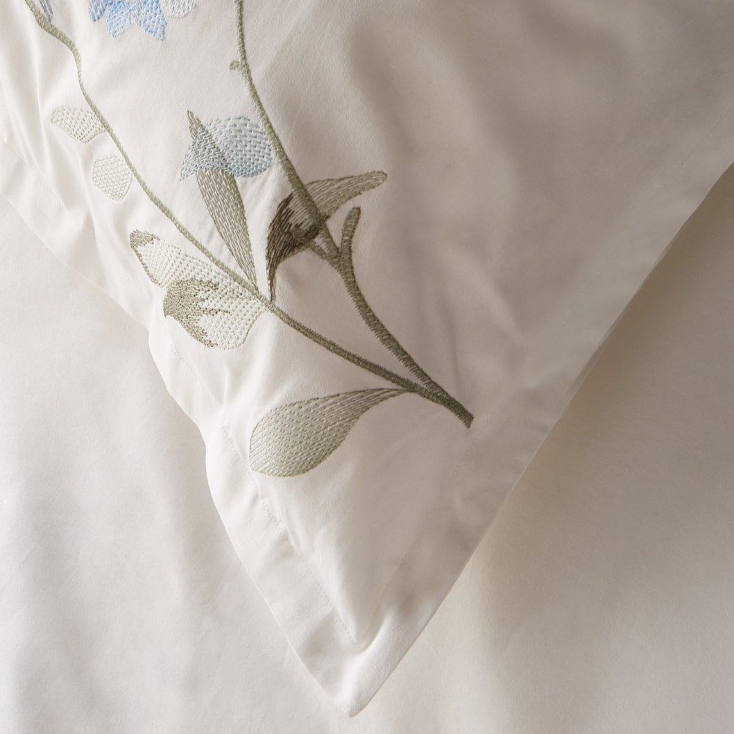 Hydrangea 100% Cotton Embroidered Duvet Cover Set