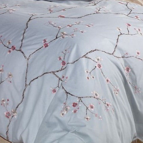 Sakura 100% Cotton Embroidered Duvet Cover Set