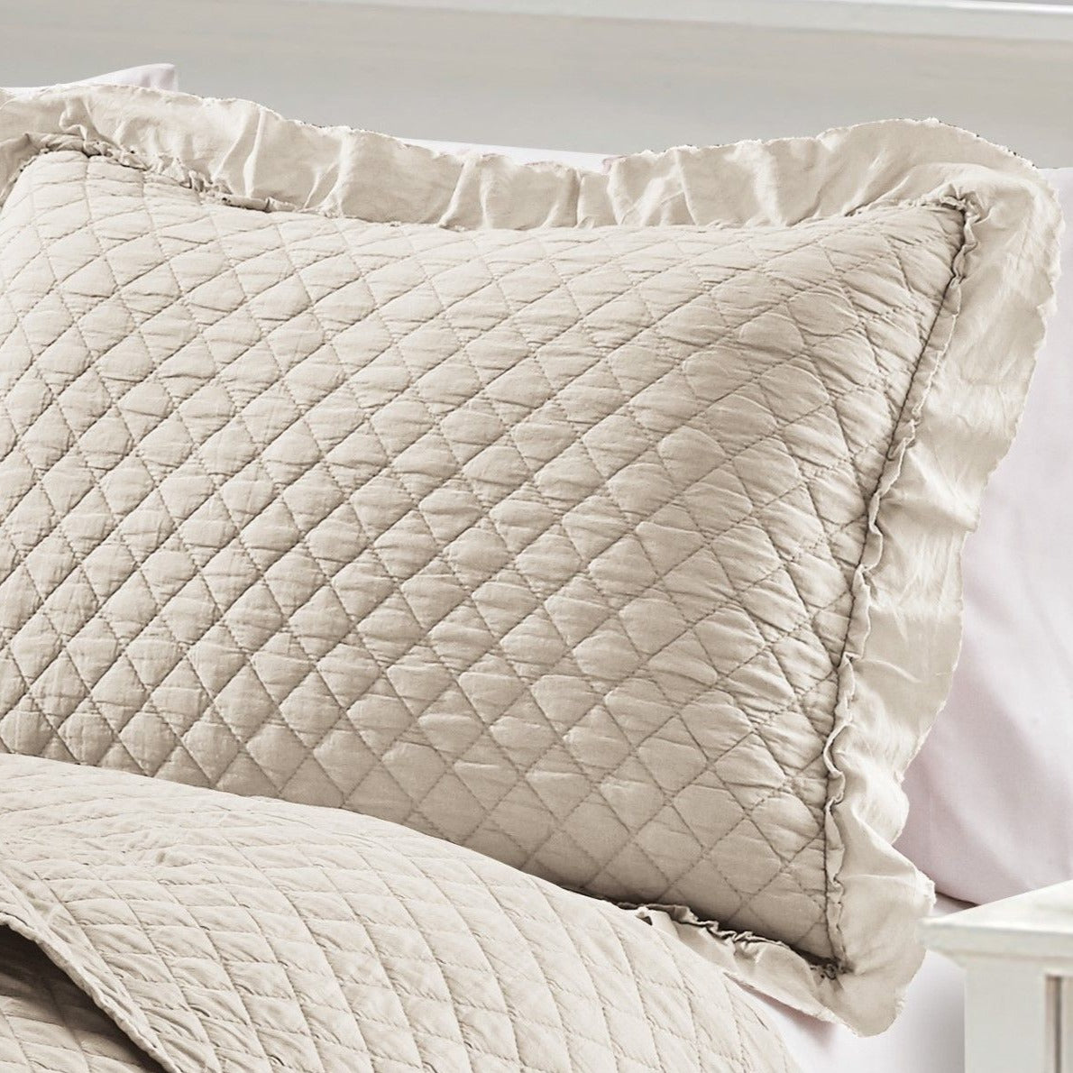 Diamond Ruffle Stonewashed Quilt Set