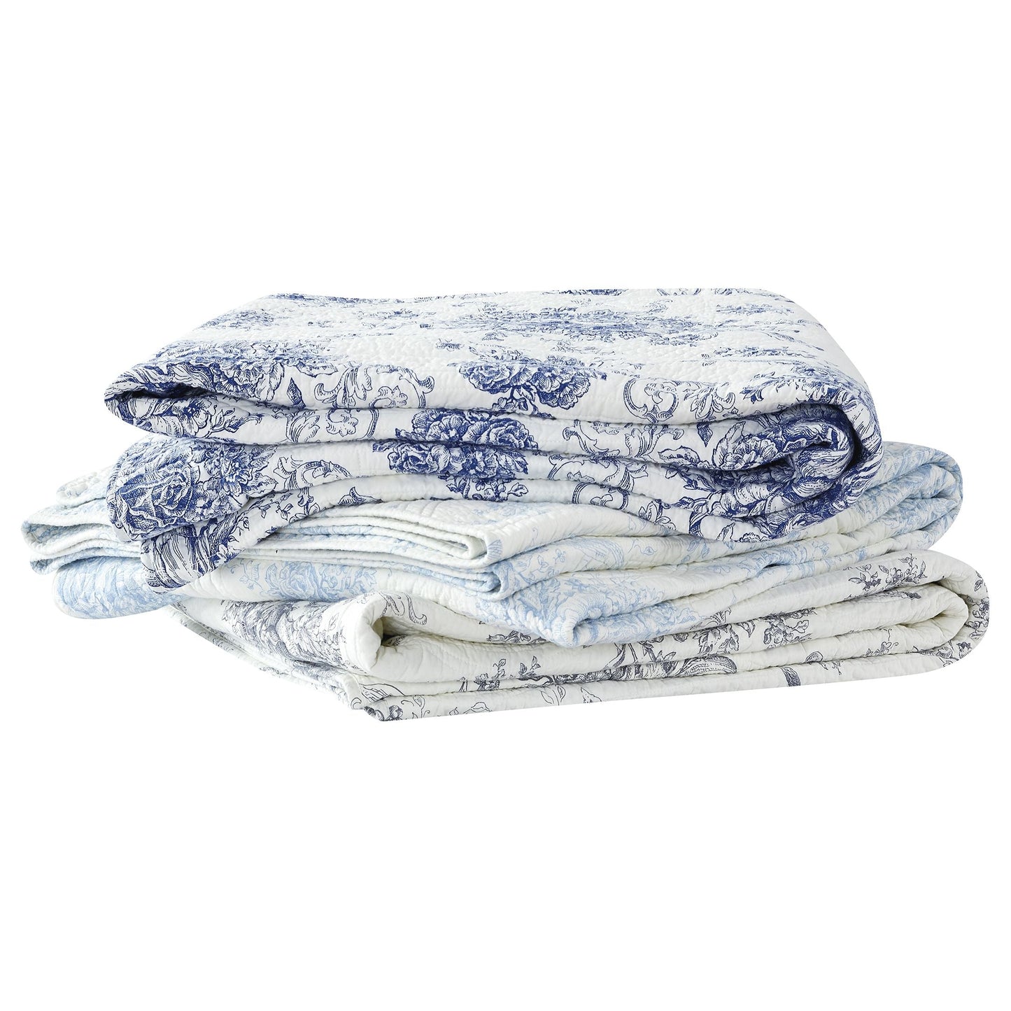 Toile Reversible Cotton Quilt Set